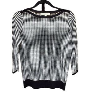 Ann Taylor Loft Black/White Stripe 3/4 Sleeve Top